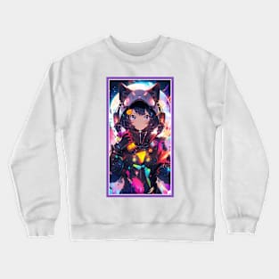 Anime Cute Cat Girl | Sci-Fi Manga Girl Anime Art Crewneck Sweatshirt